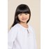 Bata infantil feminina de tricoline manga longa com detalhe bordado Off white
