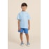 Bata infantil masculina de tricoline Azul Claro Tamanho 1