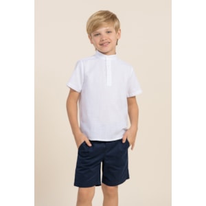 Bata infantil masculina de tricoline Branco