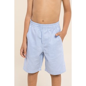 Bermuda infantil masculina com elástico na cintura de oxford Azul Claro