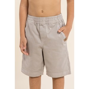 Bermuda infantil masculina com elástico na cintura de sarja tingida Areia