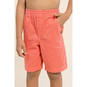 Bermuda infantil masculina com elástico na cintura de sarja tingida Goiaba