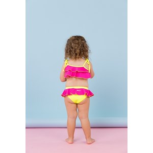 Biquíni infantil feminino de babados bicolor Lima
