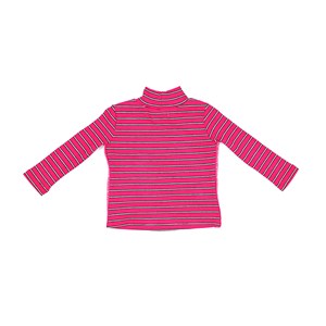 Blusa Infantil / Baby Em Malha Canelada Listrada Com Detalhe Lateral Em Cadarço - Um Mais Um Pink