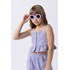 Blusa infantil feminina cropped em sarja com elastano tingida Lavanda
