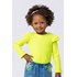 Blusa infantil feminina em malha canelada com babados Amarelo Flúor