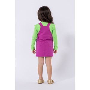 Blusa infantil feminina em malha canelada com babados Verde Médio