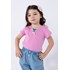 Blusa infantil feminina em malha canelada com pingente de crochê Rosa Claro Tamanho G