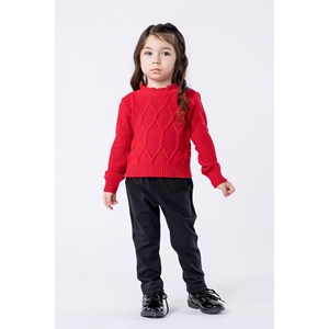 Blusa infantil feminina em tricô Vermelho