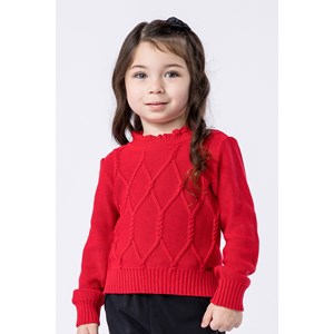 Blusa infantil feminina em tricô Vermelho