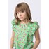 Blusa infantil feminina em tricoline estampada com babados Verde Médio