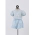 Blusa infantil feminina malha de linho com silk Azul Claro