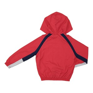Blusa infantil masculina com capuz e ziper recortes e detalhes em tela Vermelho
