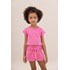 Blusa menina manga curta com detalhe e fechamento lateral em botões Pink Tamanho 1