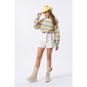 Blusa teen feminina tricô colorida Multicolorido
