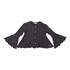 Blusa tricot infantil feminina com manga e barrado flare MESCLA CLARO Tamanho 4