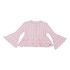Blusa tricot infantil feminina com manga e barrado flare Rosa Claro Tamanho 2
