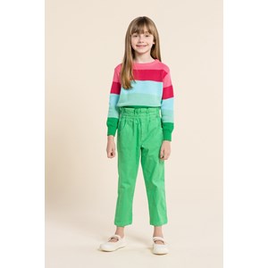 Calça infantil feminina colorida com elástico Verde Bandeira