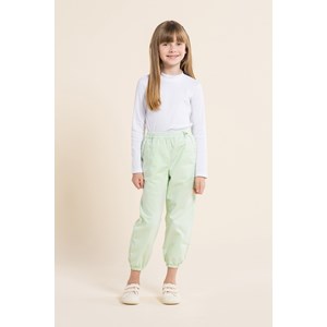 Calça infantil feminina de sarja com bolsos Verde Claro