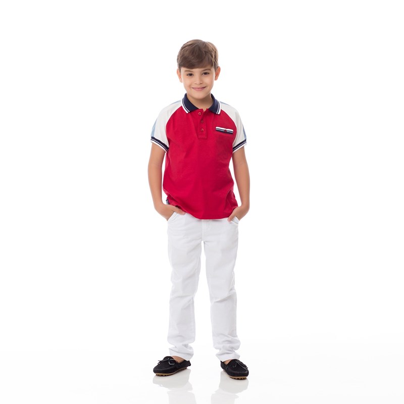 Calça Infantil/Kids Masculino Em Sarja Com Lycra - Um Mais Um Branco
