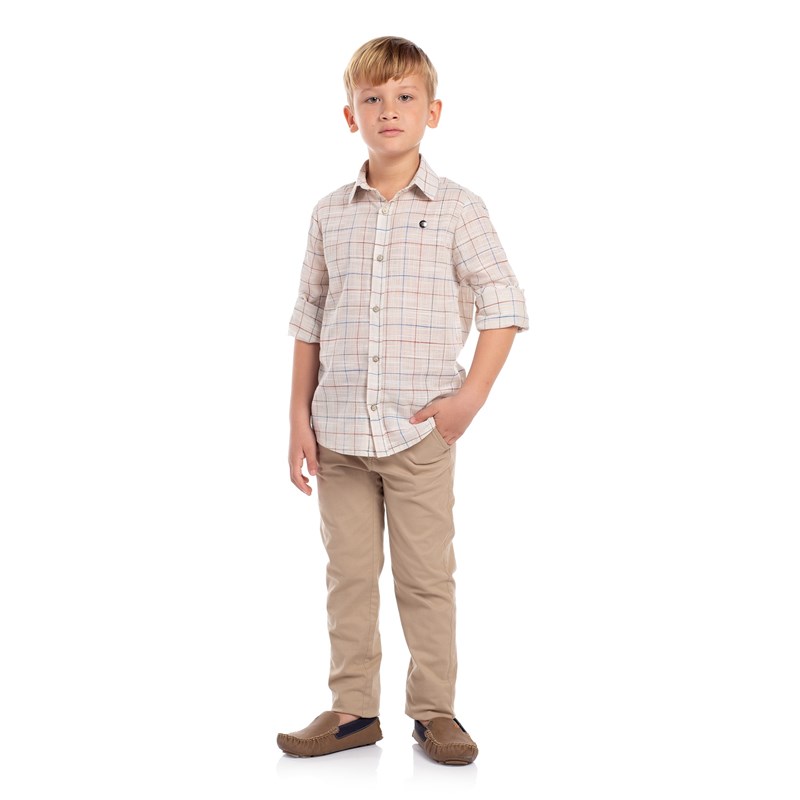 Calça infantil masculina com bolso embutido CAQUI