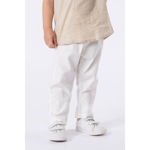 Calça infantil masculina de linho com elastano Off white