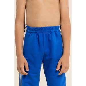 Calça infantil masculina de moletom com detalhe lateral Azul Médio