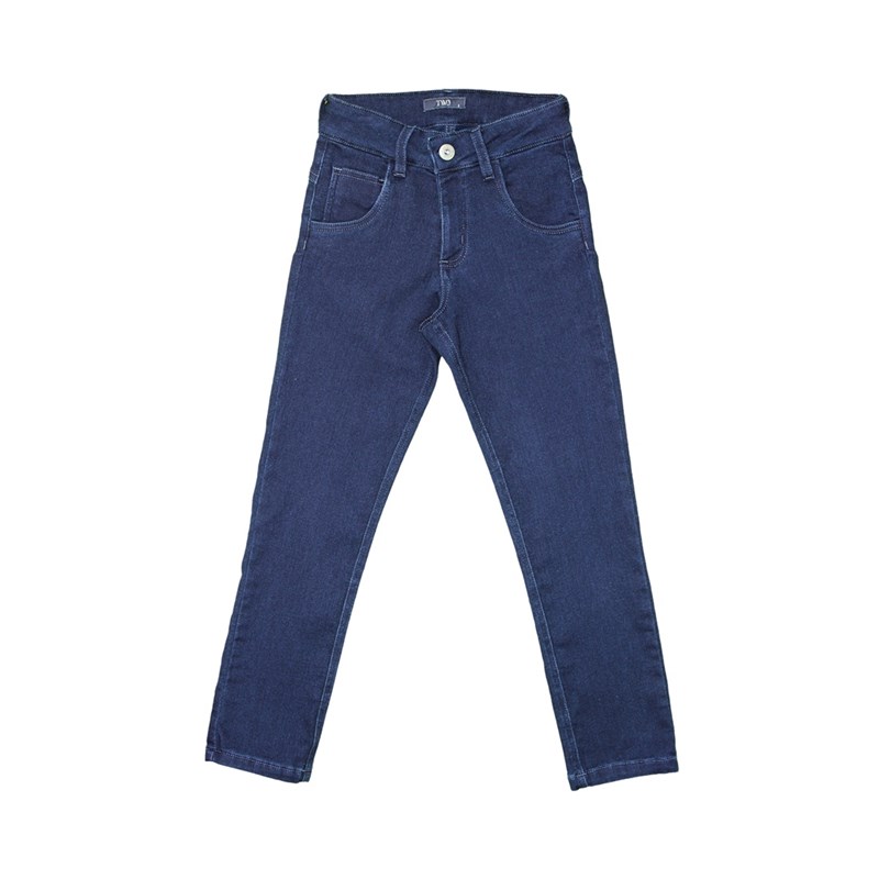 Calça Masculina Infantil / Teen Em Jeans Com Lycra Acetinado - Twoin Azul