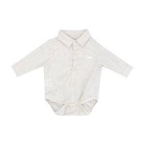 Camisa-Body Infantil / Baby Em Cambraia De Linho - 1+1 Off White