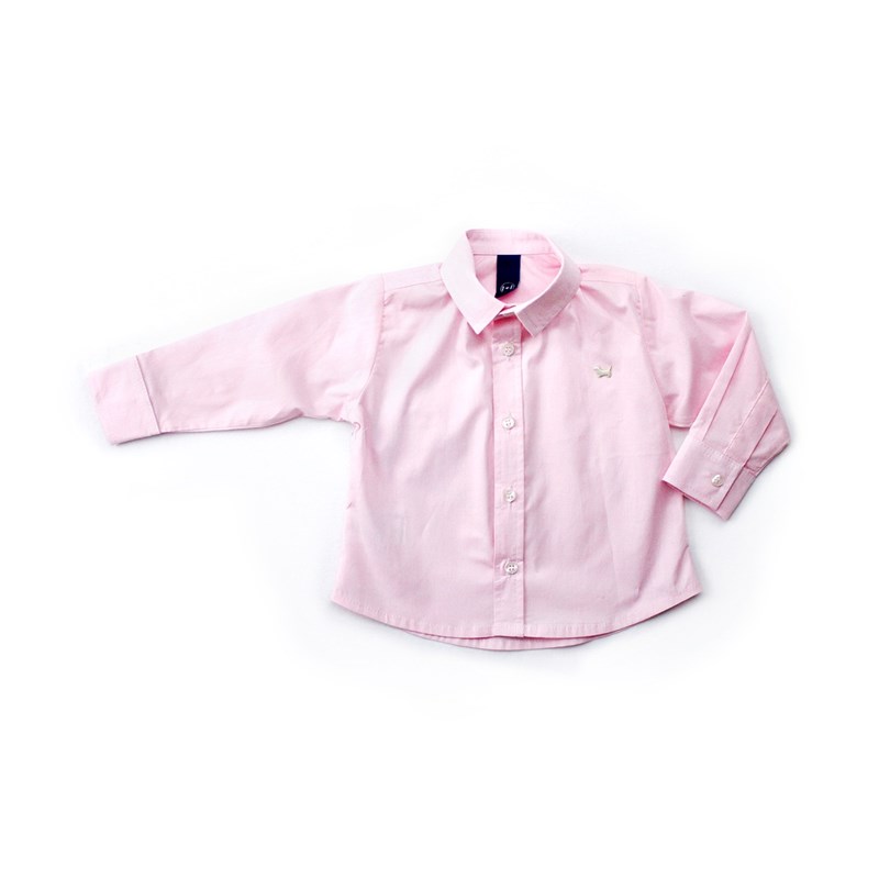 Camisa Infantil / Baby Masculina Em Tricoline Com Lycra - 1+1 Rosa Claro