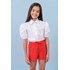 Camisa infantil feminina em tricoline com entremeios Branco