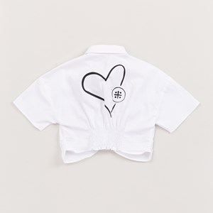 Camisa Infantil Feminina Recortes Com Silk Frontal E Nas Costas Branco