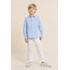 Camisa infantil masculina básica de tricoline e logo Azul Claro Tamanho 2