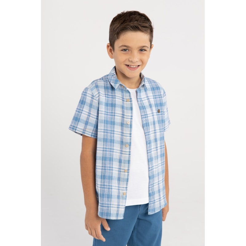 Camisa Infantil Masculina Xadrez AZUL