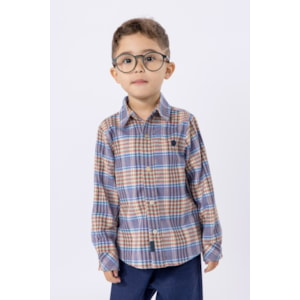 Camisa infantil masculina xadrez flanelado Azul Jeans