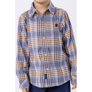 Camisa infantil masculina xadrez flanelado Azul Jeans