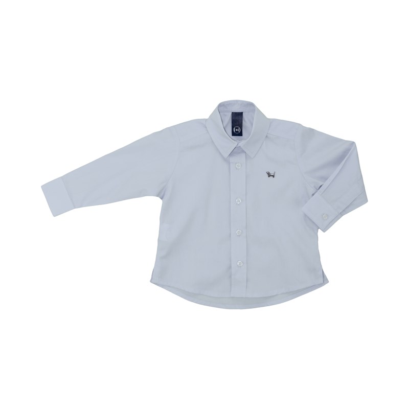 Camisa Masculina Infantil / Baby Em Tricoline Com Entretela - Um Mais Um Azul Claro