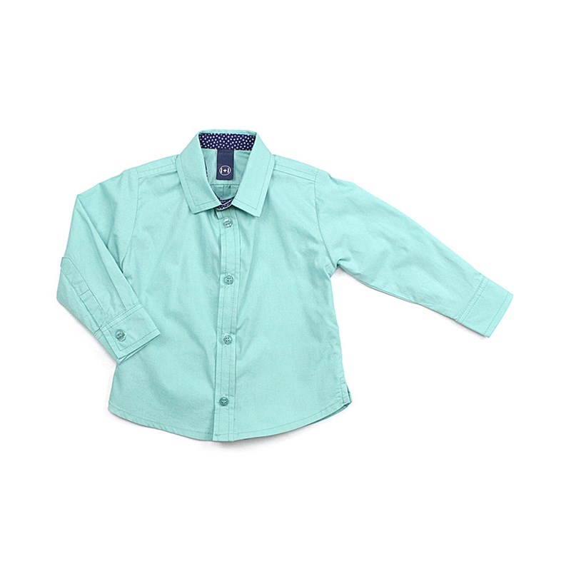Camisa Masculina Infantil / Baby Em Tricoline Galles - 1+1 Verde Agua