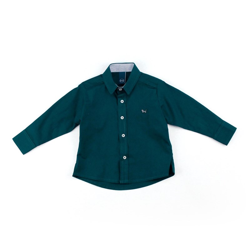 Camisa Masculina Infantil / Baby Em Tricoline Listrado - Um Mais Um Verde