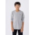 Camiseta básica infantil masculina de manga curta com logotipo termocolante Mescla Claro Tamanho 10