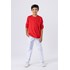 Camiseta básica infantil masculina de manga curta com logotipo termocolante Vermelho Tamanho 4