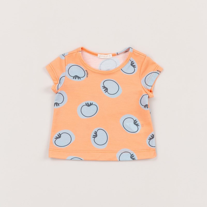 Camiseta Infantil Baby Feminina Malha Estampada LARANJA