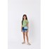Camiseta infantil feminina básica em malha canelada estampada Verde Esmeralda Tamanho 4