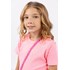 Camiseta infantil feminina em malha com detalhe de trança Rosa Flúor
