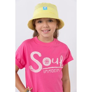 Camiseta infantil feminina em malha com estampa Pink