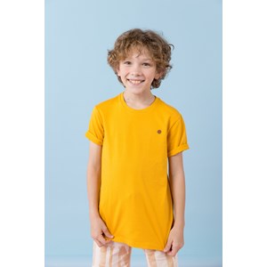 Camiseta infantil masculina color vintage malha 100% algodão Amarelo Médio