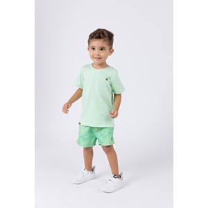 Camiseta infantil masculina color vintage malha 100% algodão Verde Claro