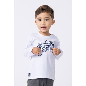 Camiseta infantil masculina em malha 100% algodão Branco