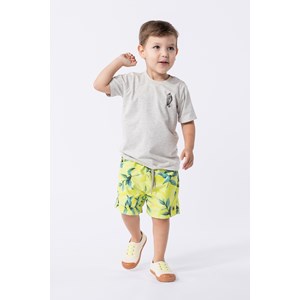 Camiseta infantil masculina em malha 100% algodão Mescla Claro