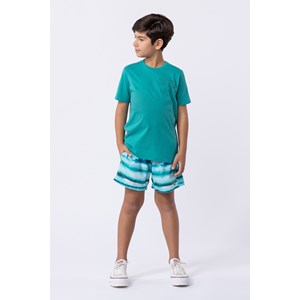 Camiseta infantil masculina em malha 100% algodão Verde Esmeralda